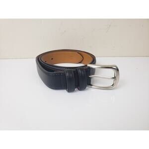 Bulliant Mens Belt Size 38 Black Leather Silver Buckle